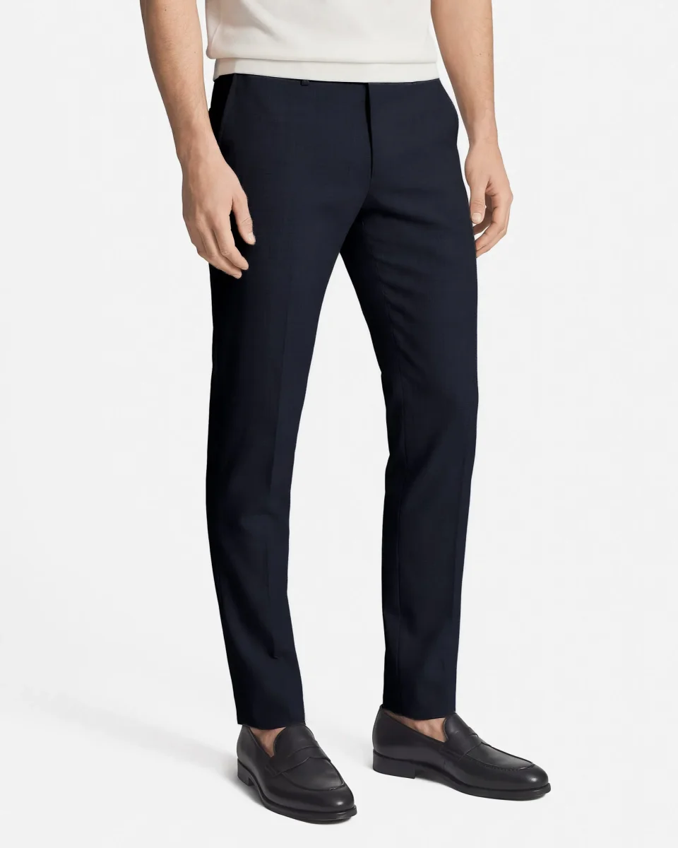 Pantaloni Slim Fit in Lana Blu Super 100's Zignone - immagine 3